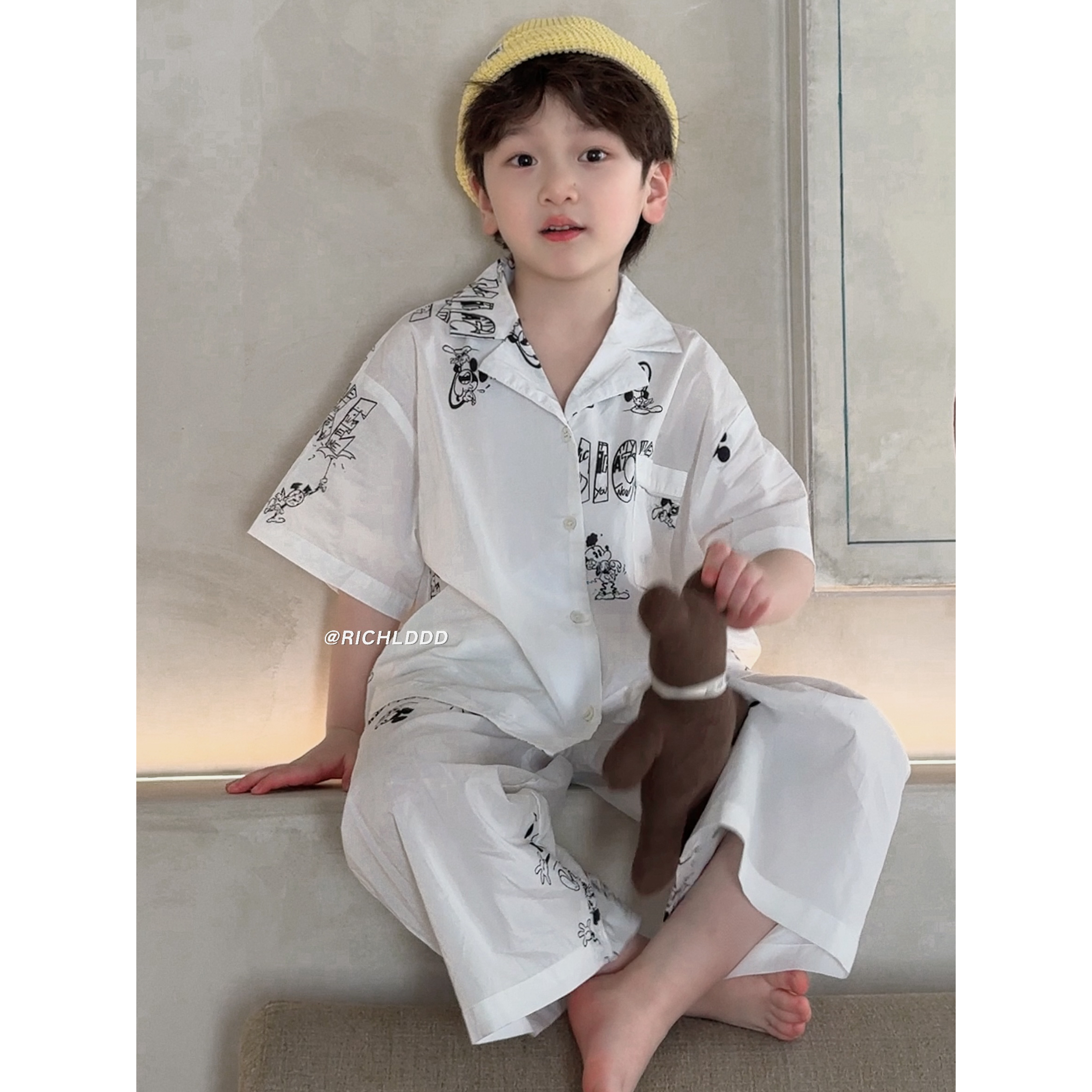 【特价no退换】：插画家/2025夏米奇睡衣儿童家居服韩系2058