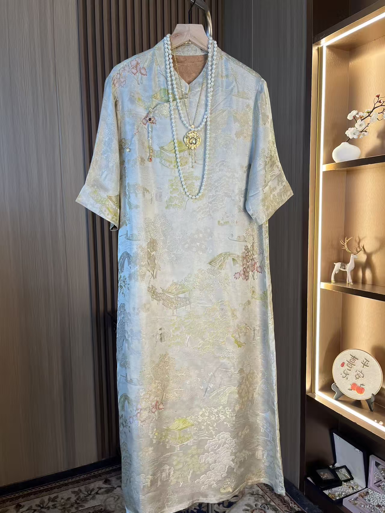 【亭台楼阁】新中式提花夏季复古气质国风连衣裙2025B0595桃桃