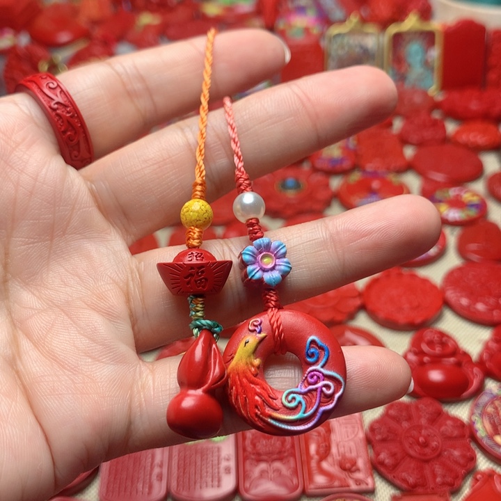 天然辰砂工艺品朱砂手机坠