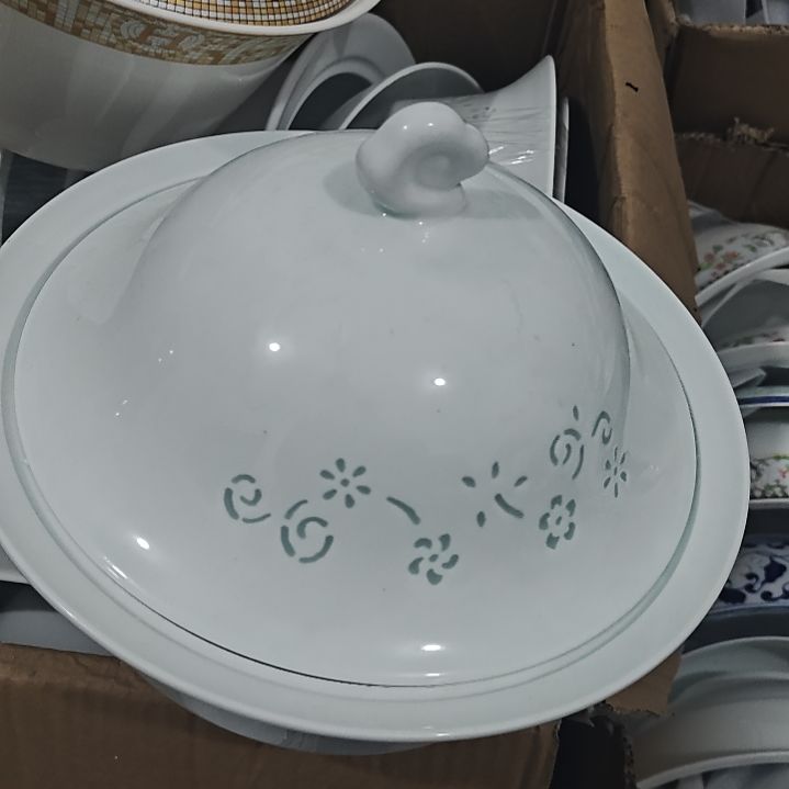 瓷玲珑青色9寸草帽煲一个微瑕疵