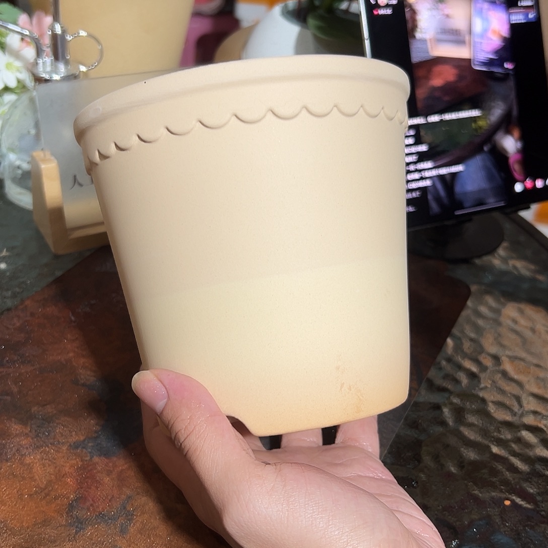 微瑕渐变花边盆14口13高1个