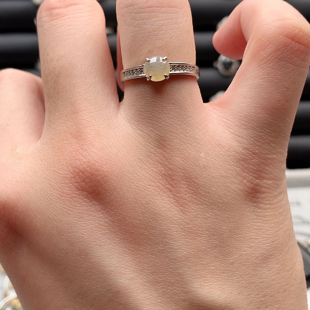 翡翠戒指银S925镶嵌0165