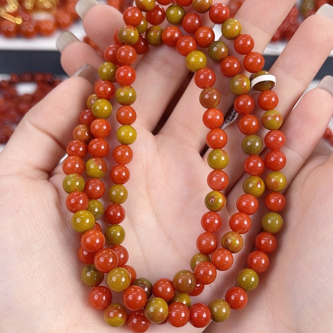 南红玛瑙未镶嵌大山包红黄包浆6mm多圈