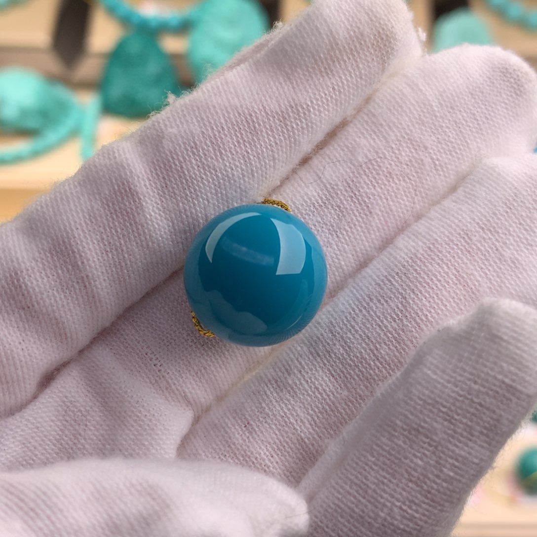 绿松石珠宝奇石未镶嵌15.8mm