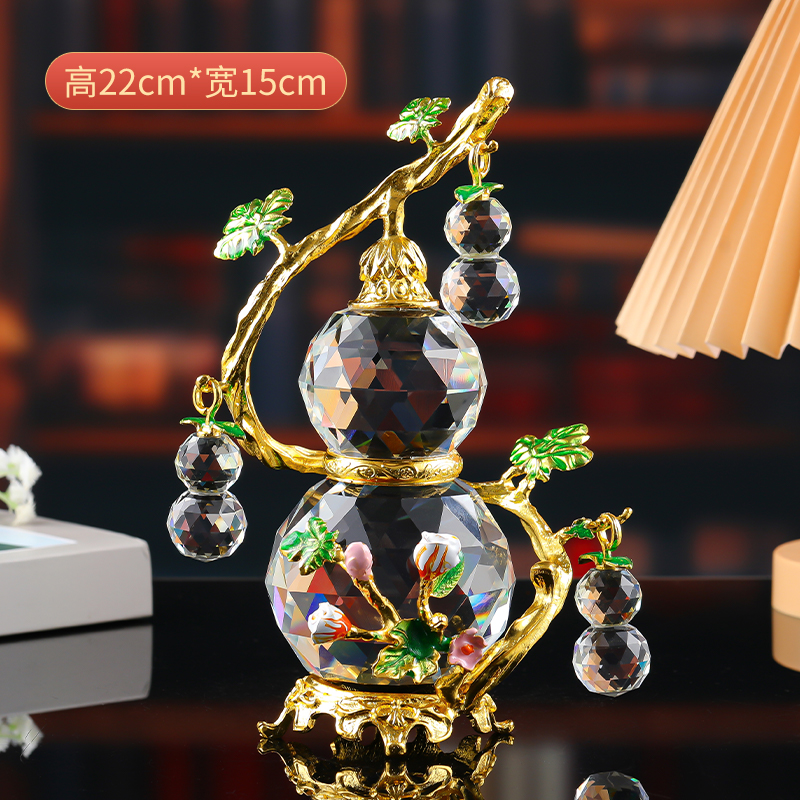 新款招财水晶葫芦摆件轻奢高档客厅酒柜办公室装饰品搬家乔迁礼物