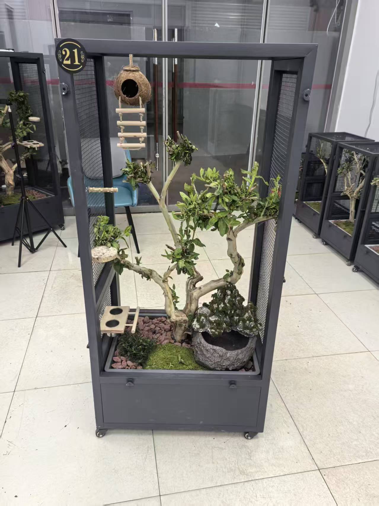 高150长67宽47生态鸟笼带流水