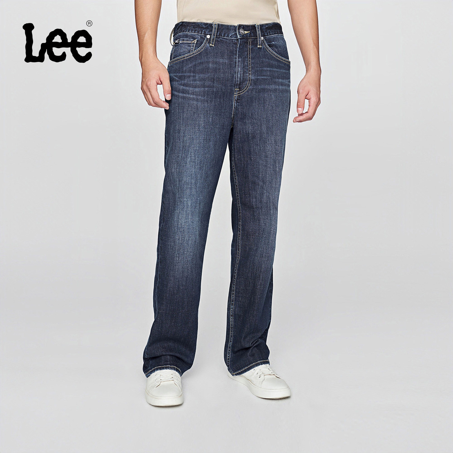 【张凌赫代言】Lee25早秋舒适直筒经典五袋款深蓝色男牛仔裤