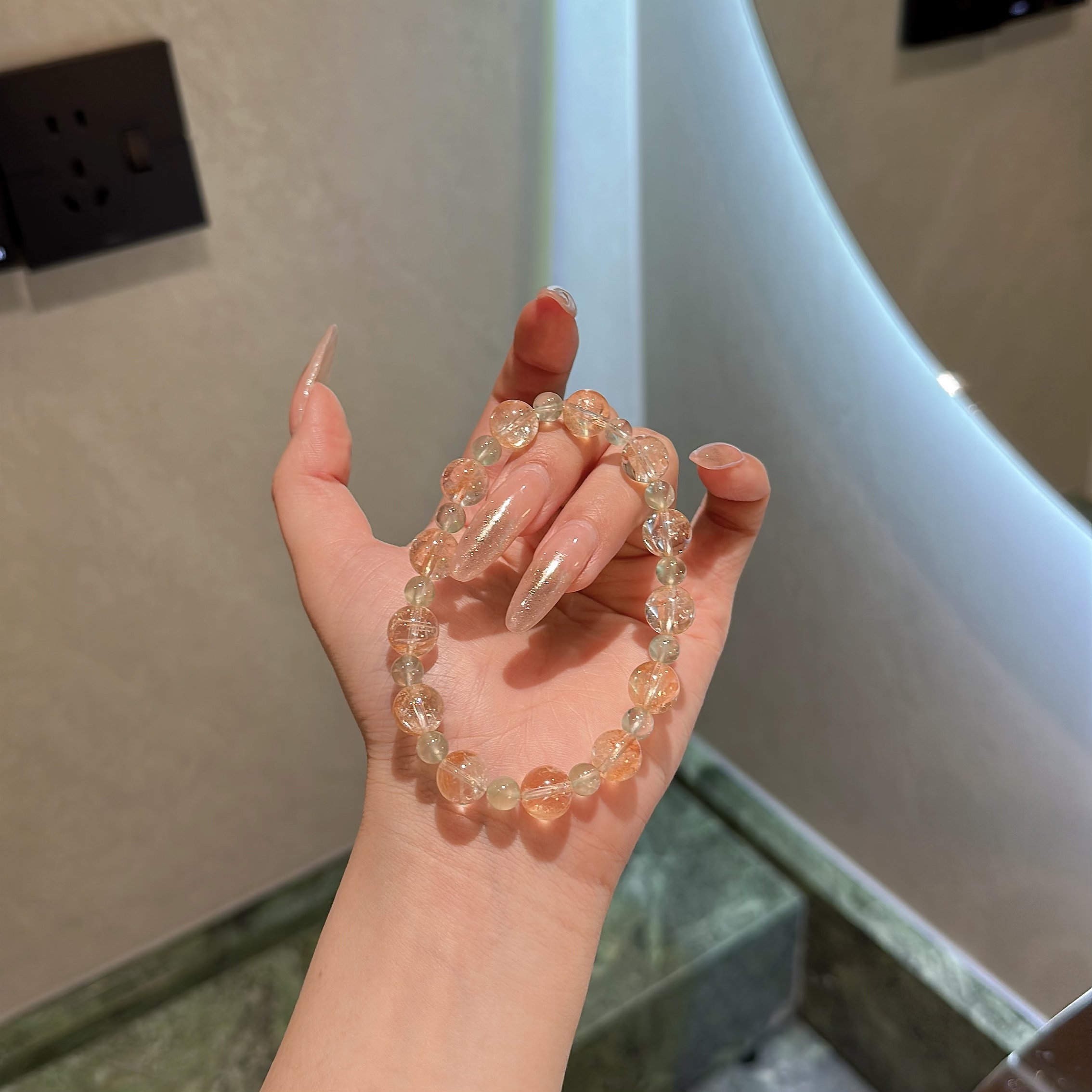 天然水晶橙胶花拼葡萄石10m A618