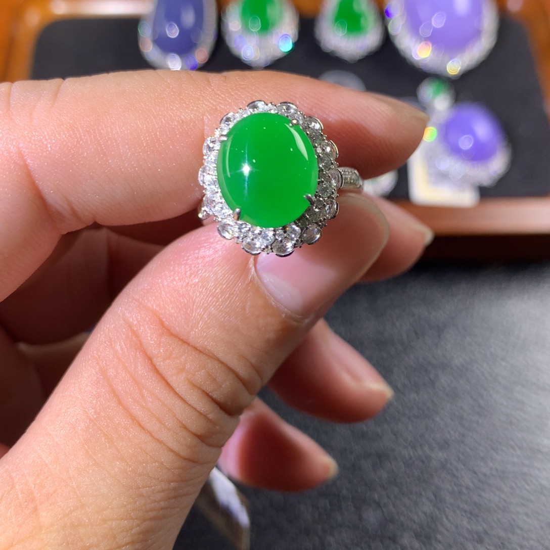 翡翠18K金镶嵌戒指两用款