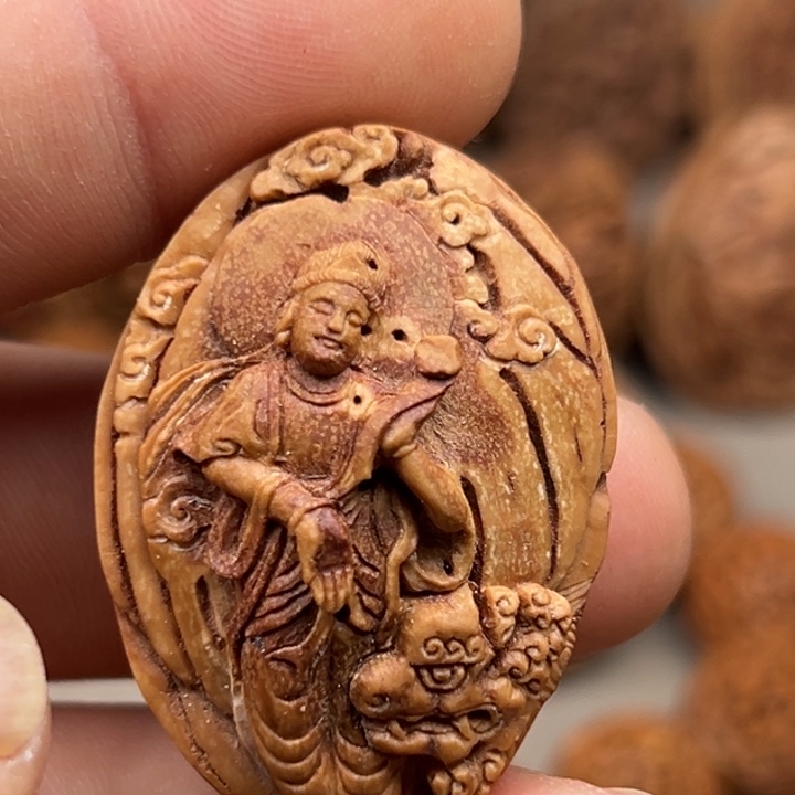 桃核手串桃核雕刻文殊菩萨