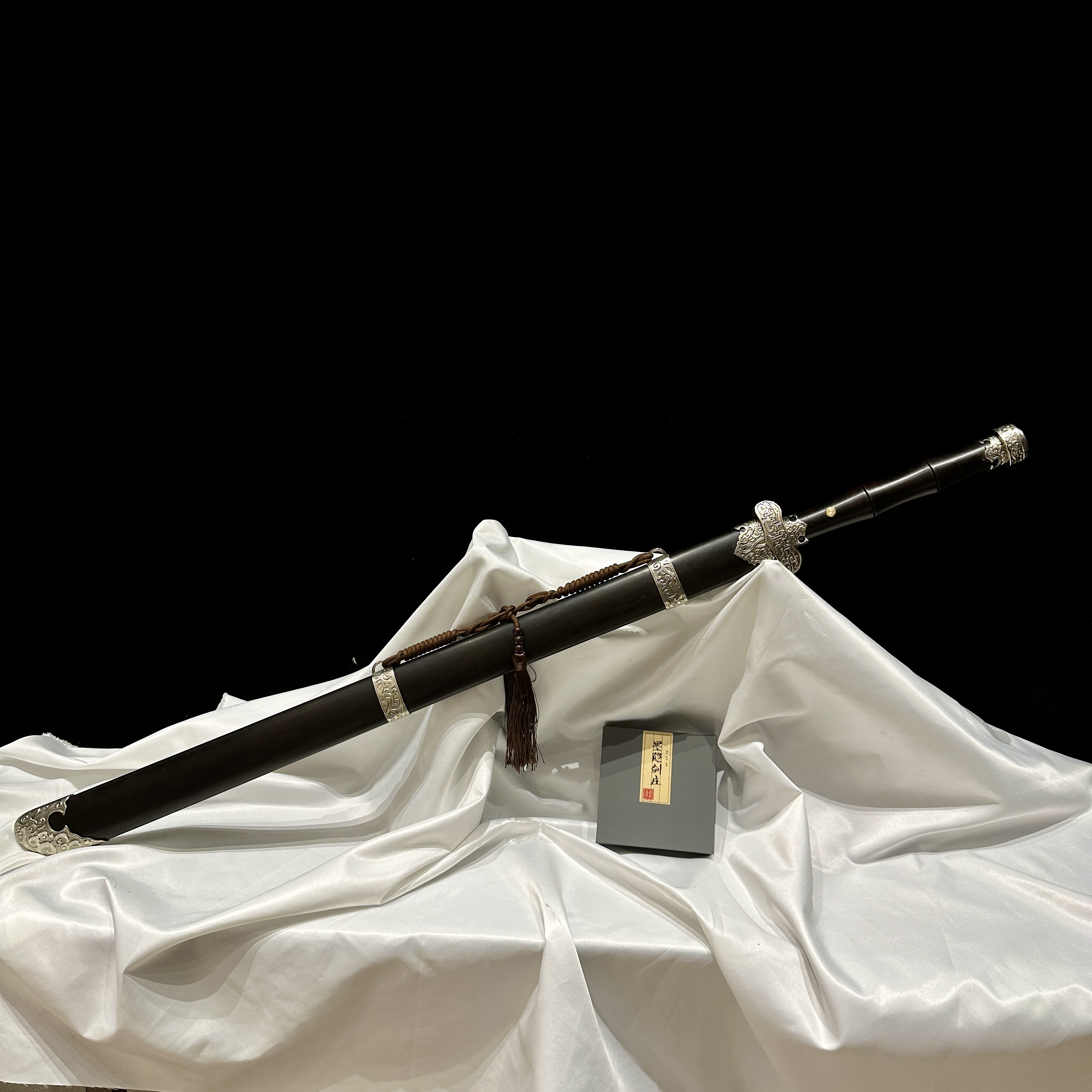 【墨隐星落】I黑金古刀 直款 七枚合夹钢 黑檀木 白铜 收藏 未开刃