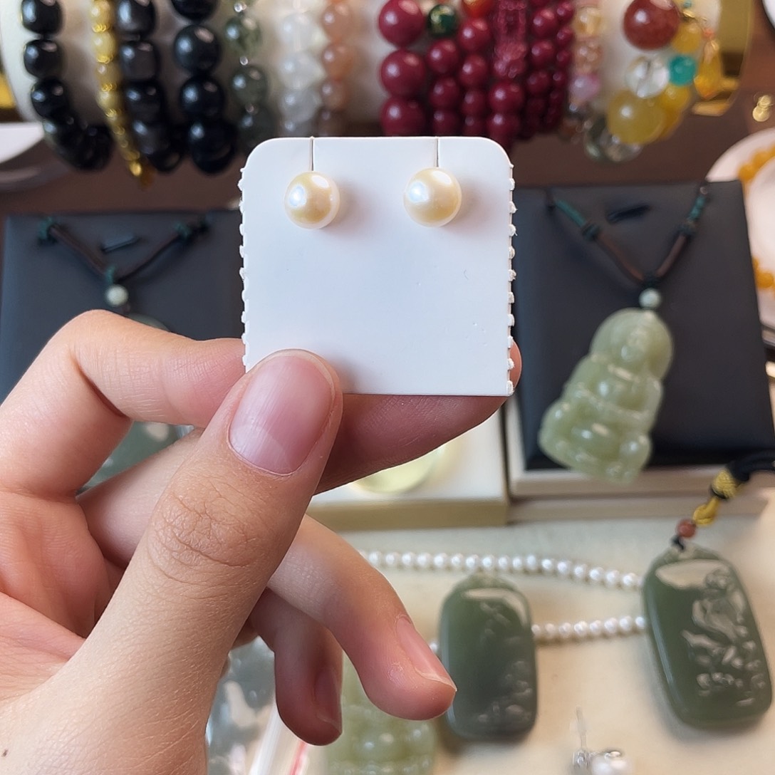 银S925镶嵌耳饰淡水珍珠