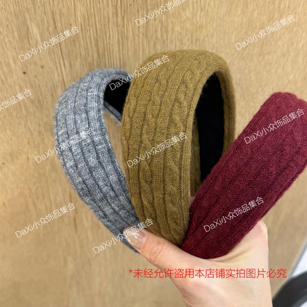 芥末绿针织韩版简约复古风休闲风日韩轻职风饰品气质复古发箍