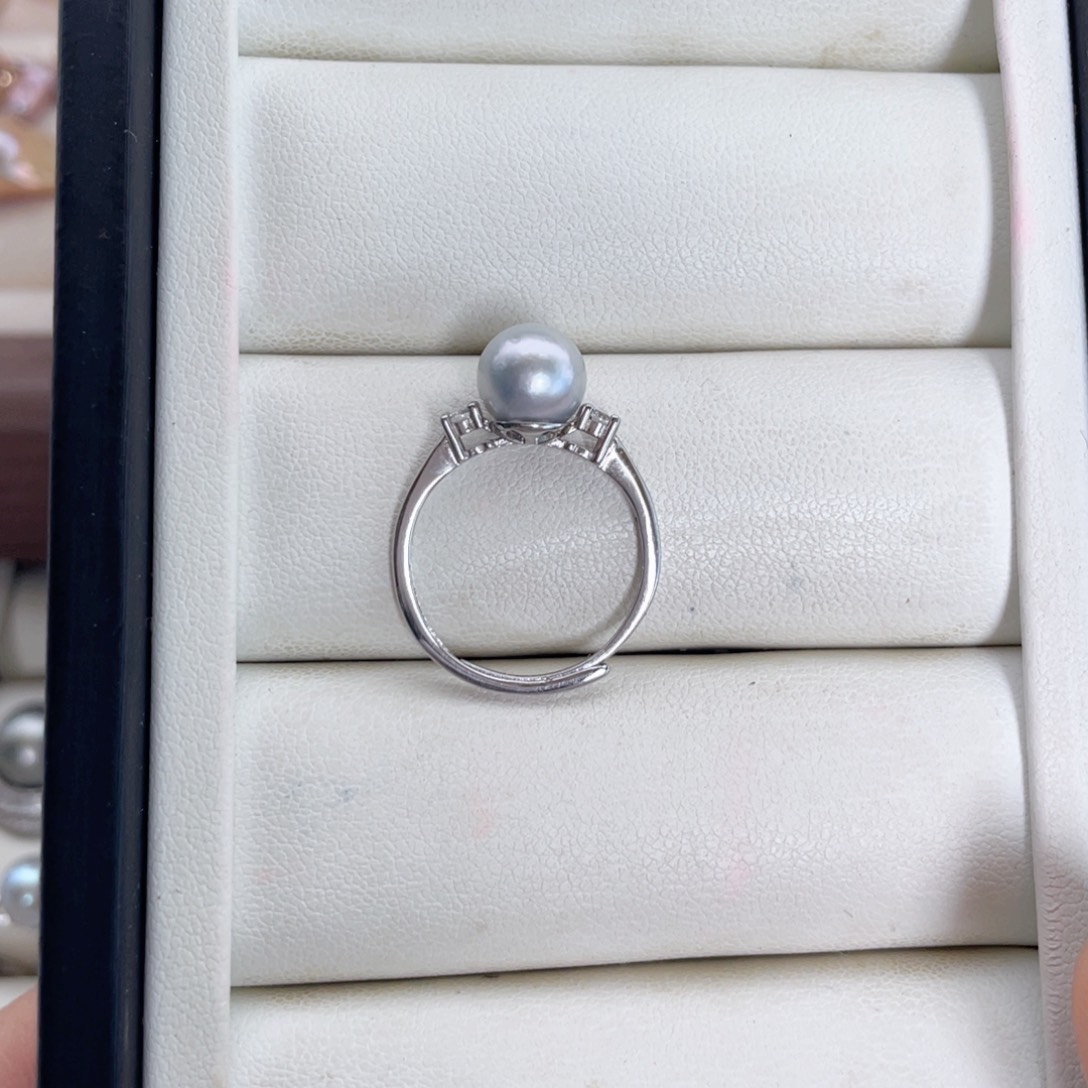 银S925镶嵌戒指海水珍珠