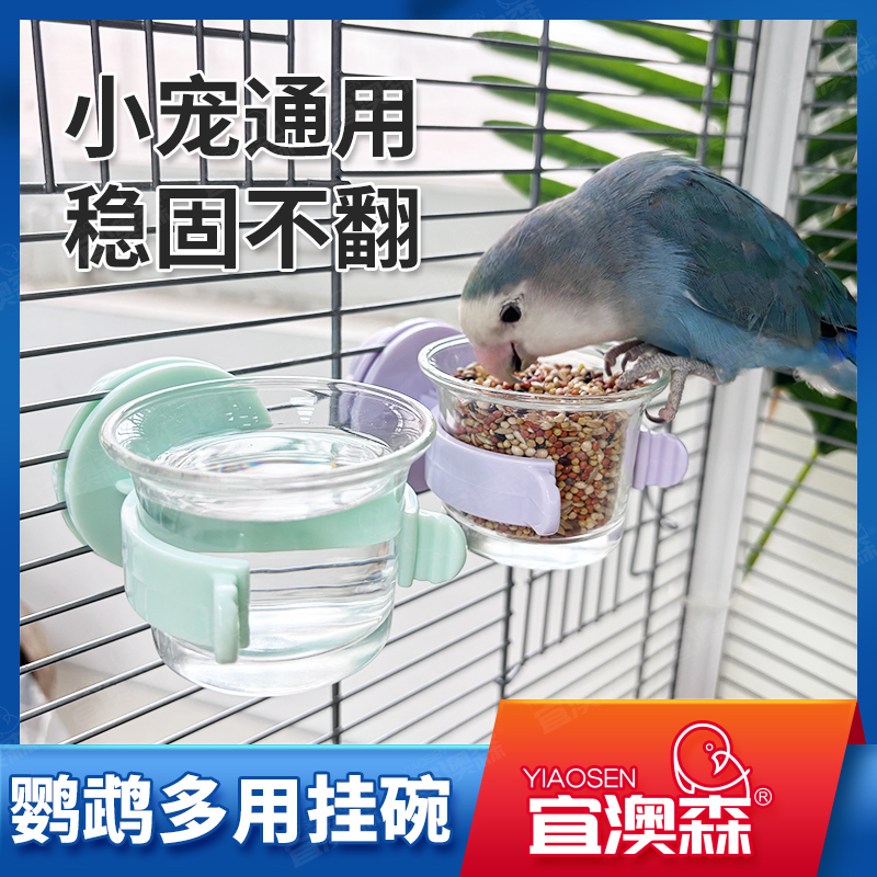鹦鹉玻璃花花挂碗鹦鹉花枝鼠蜜袋鼯悬挂食盆马卡龙色喂食器