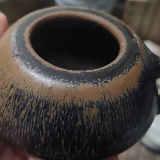 曲***幽摆件一件精美黑釉小壶全品
