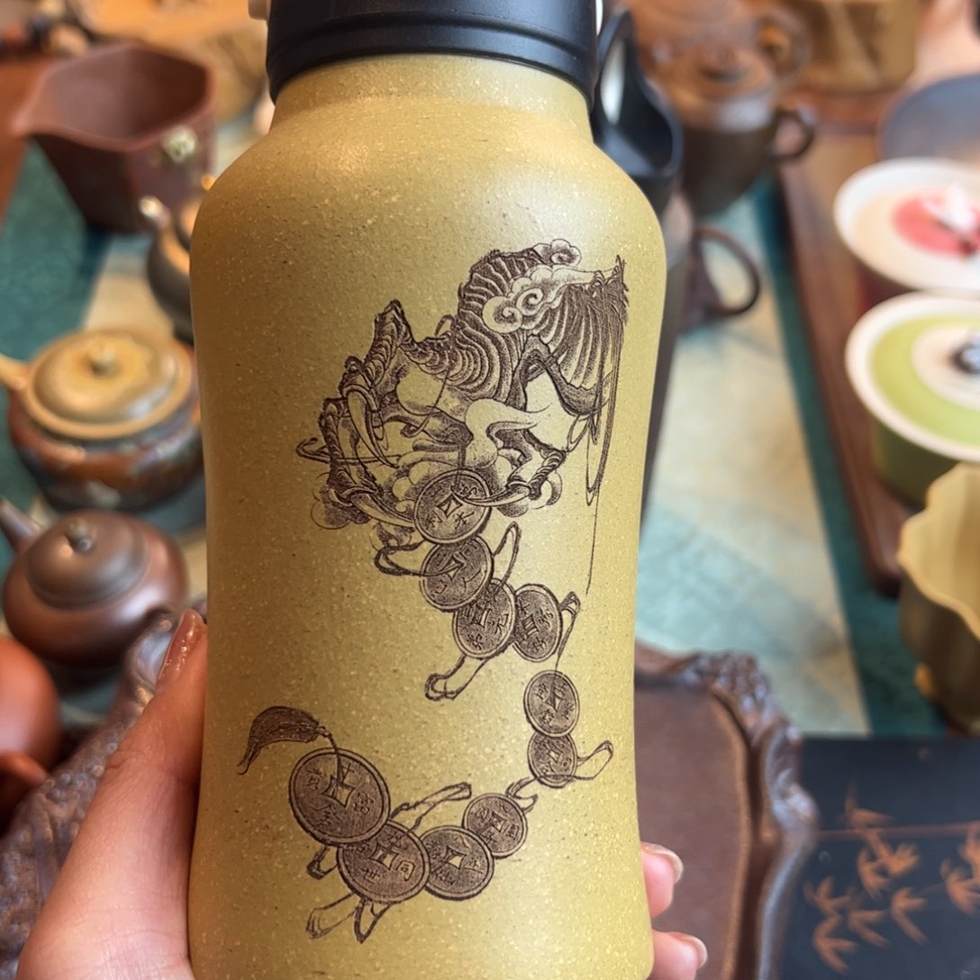 摆件保温杯段泥刻绘