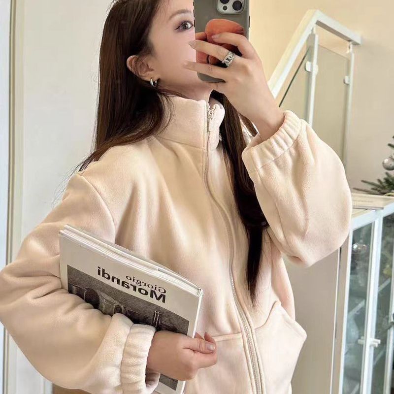 花嫂家新款二棉纯色立领可外穿休闲睡衣加绒加厚家居服套装1155