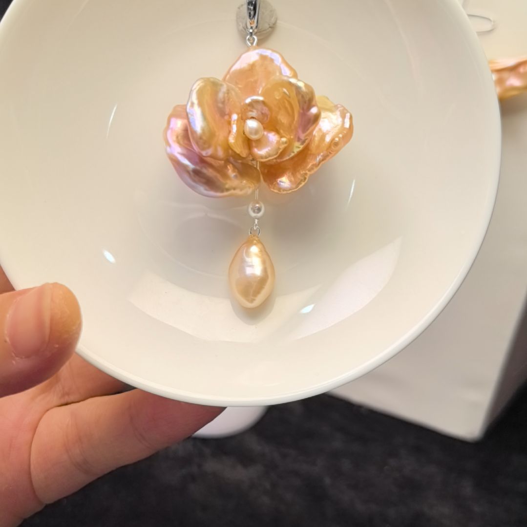 银S925镶嵌颈饰淡水珍珠