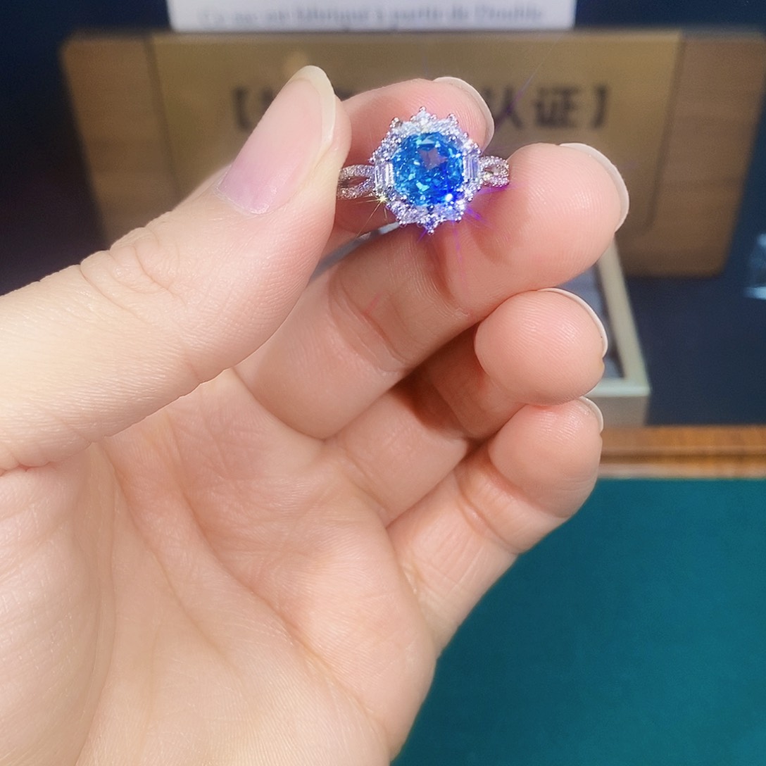 铁合金花岗石蓝色戒指