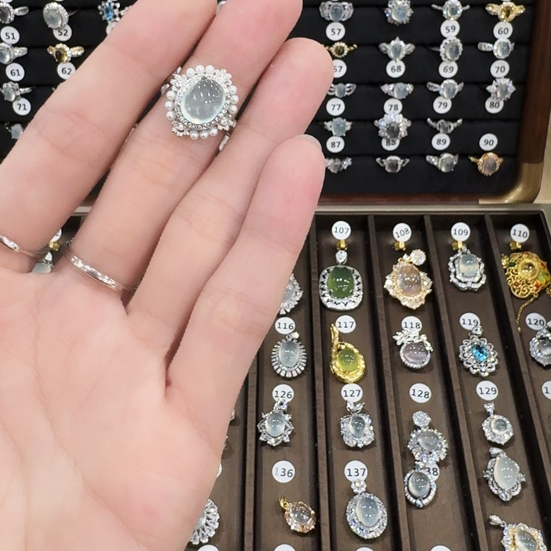 蛇纹石玉手链银S925镶嵌富****贺