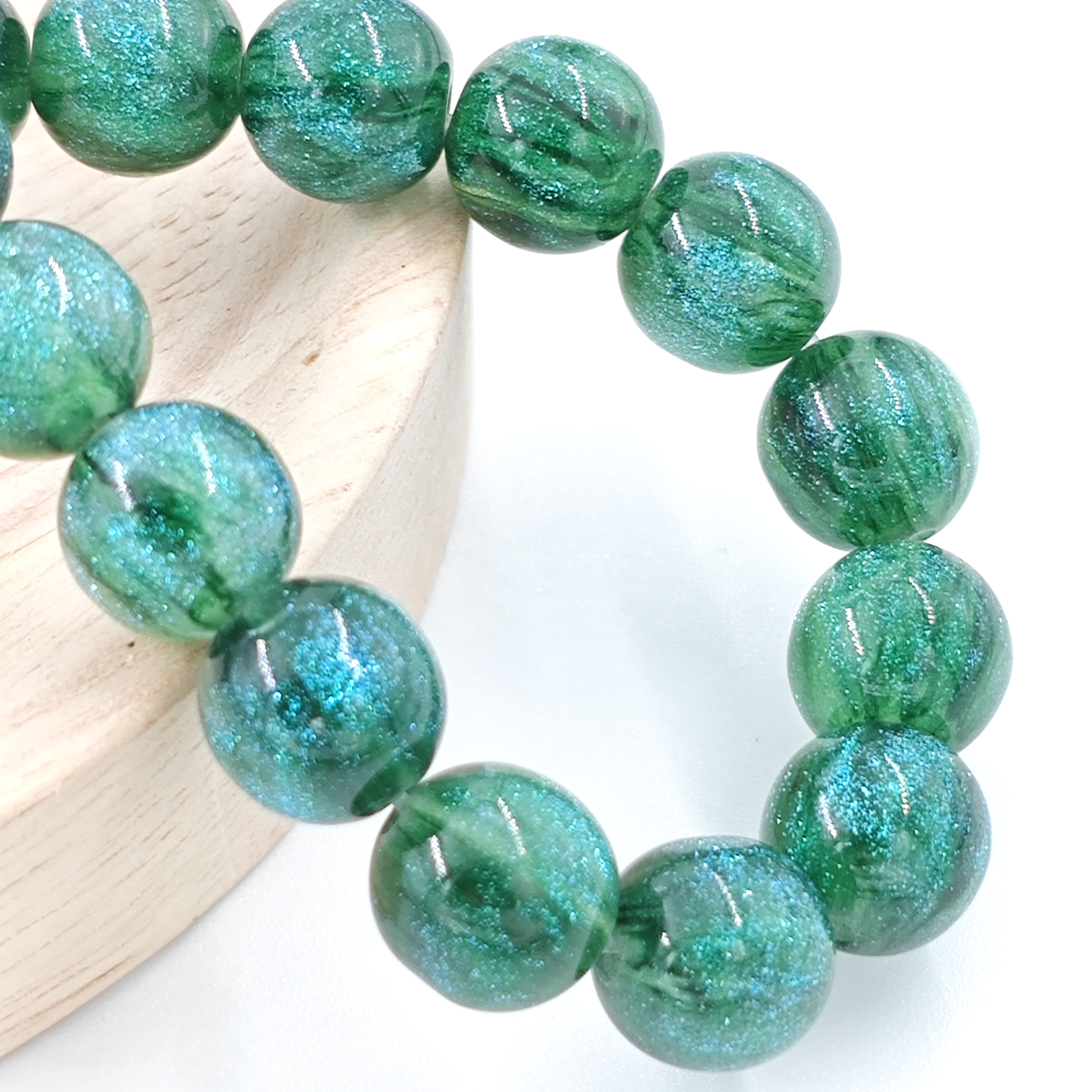 G027古典气质民族风人鱼深绿68颗长链项链妈妈链