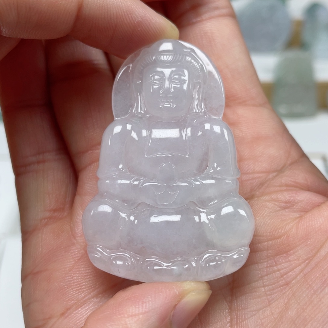 翡翠颈饰未镶嵌天然翡翠A货观音28号