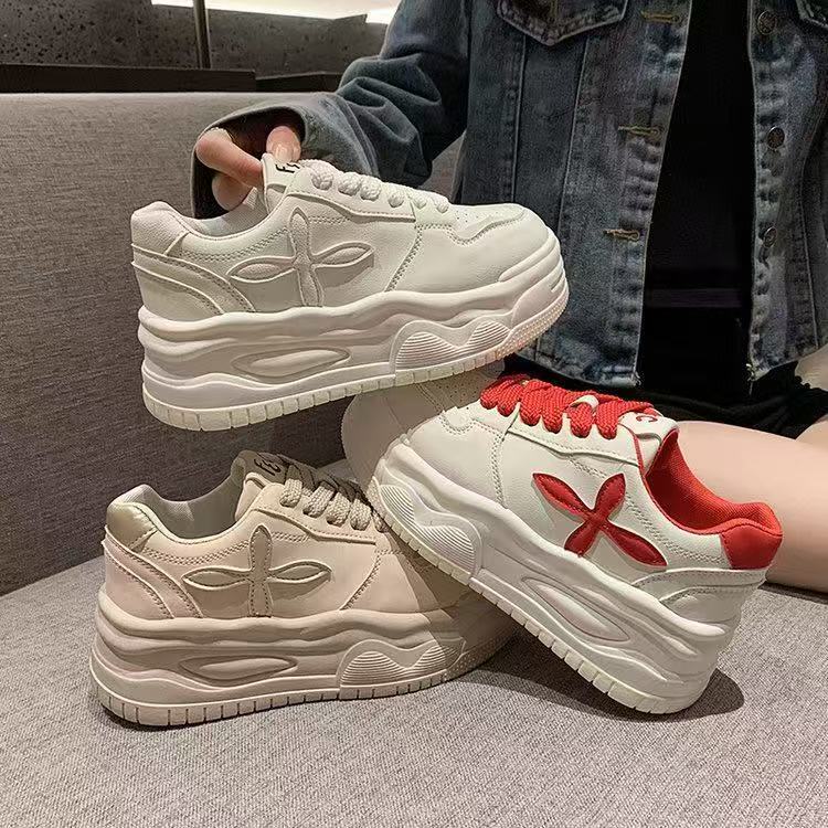 5122春季内增高高跟女胶粘板鞋小皮鞋ins溶解鞋女鞋休闲鞋厚底