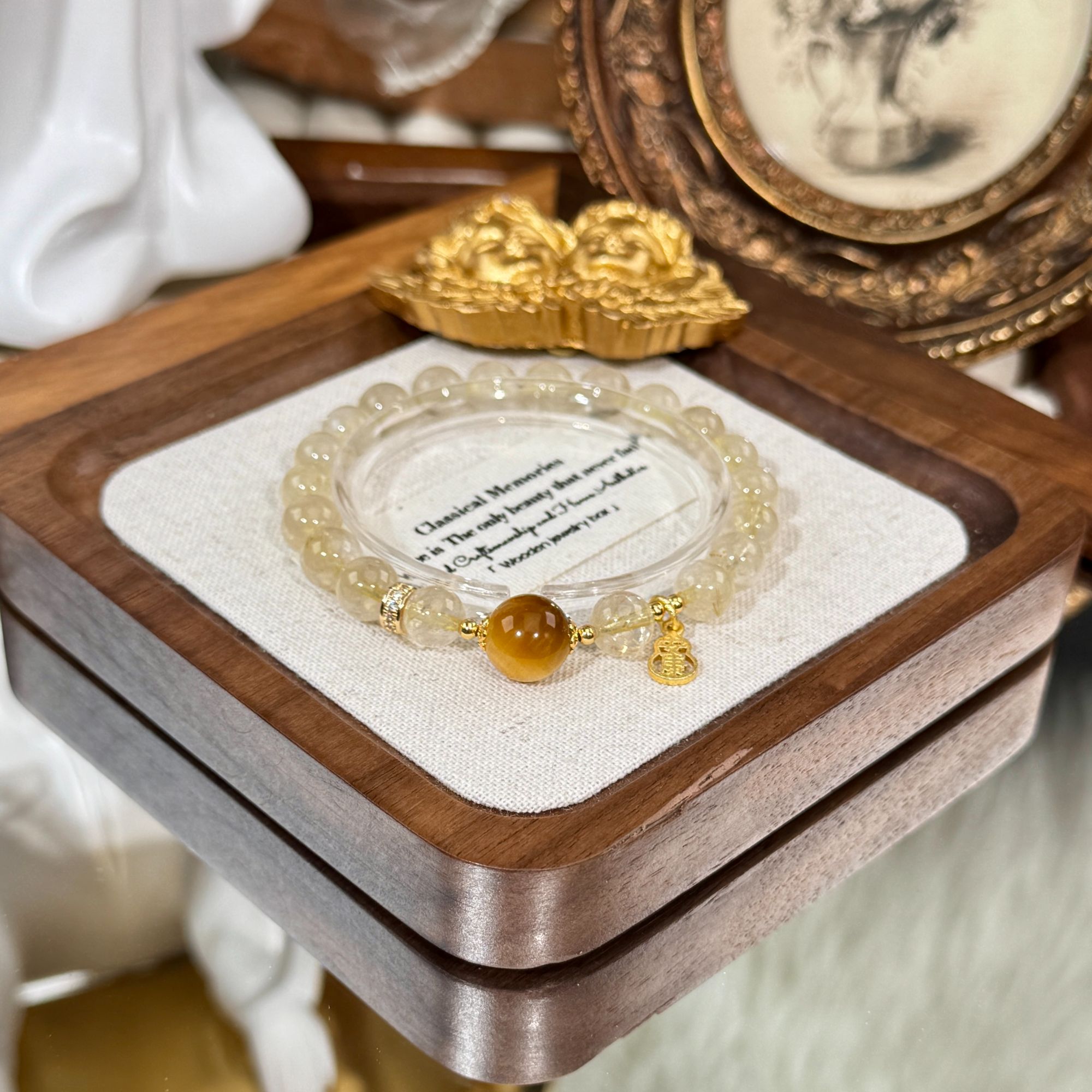 s1202【双金】天然金发晶手串简约大气百搭设计款手链 多样性发其一