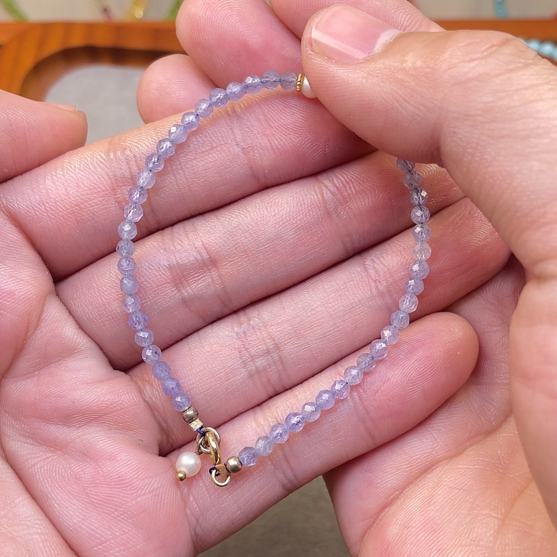 银S925镶嵌手链坦桑石素圈