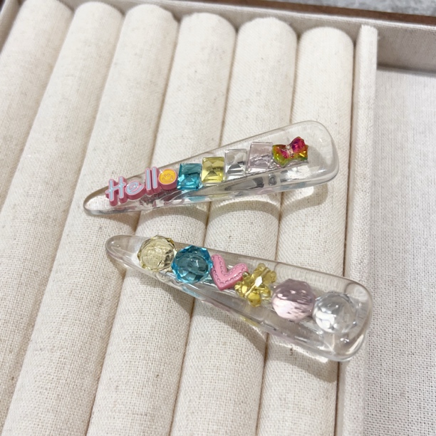 时尚透明底水晶侧边夹刘海夹J1139