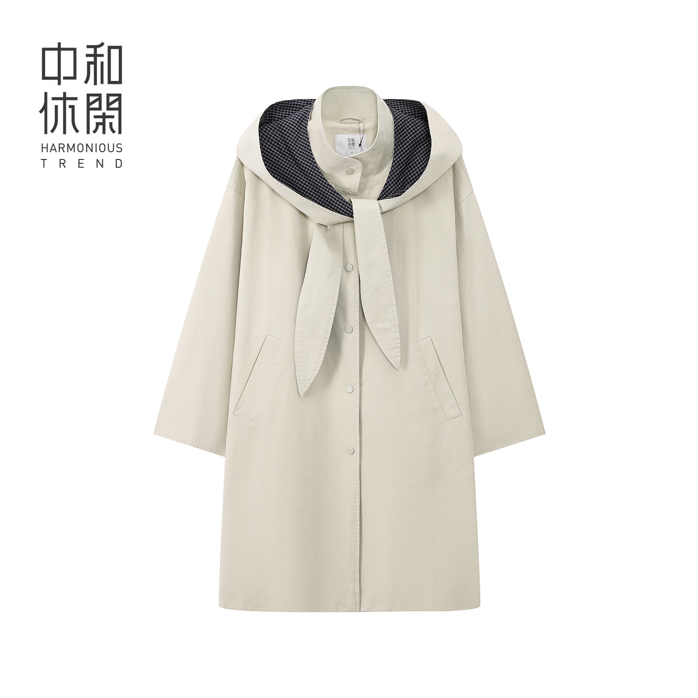 中和休闲披肩风衣外套女26春季新款英伦风超宽松上衣潮I61236171