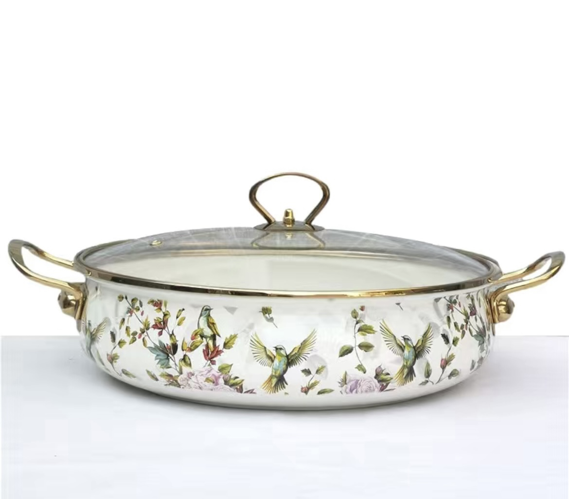 30公分鸟语花香搪瓷火锅