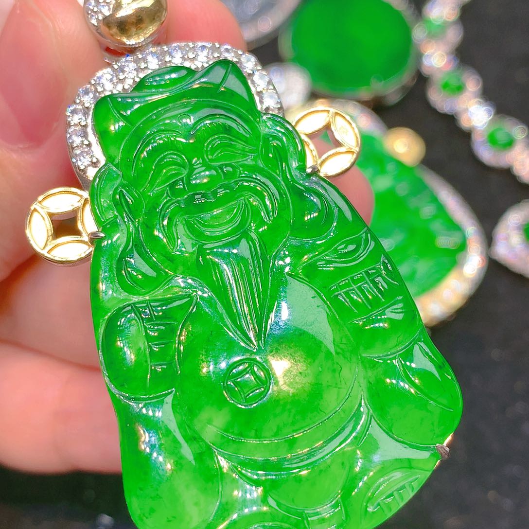 吊坠(不含链)银S925镶嵌翡翠翡翠