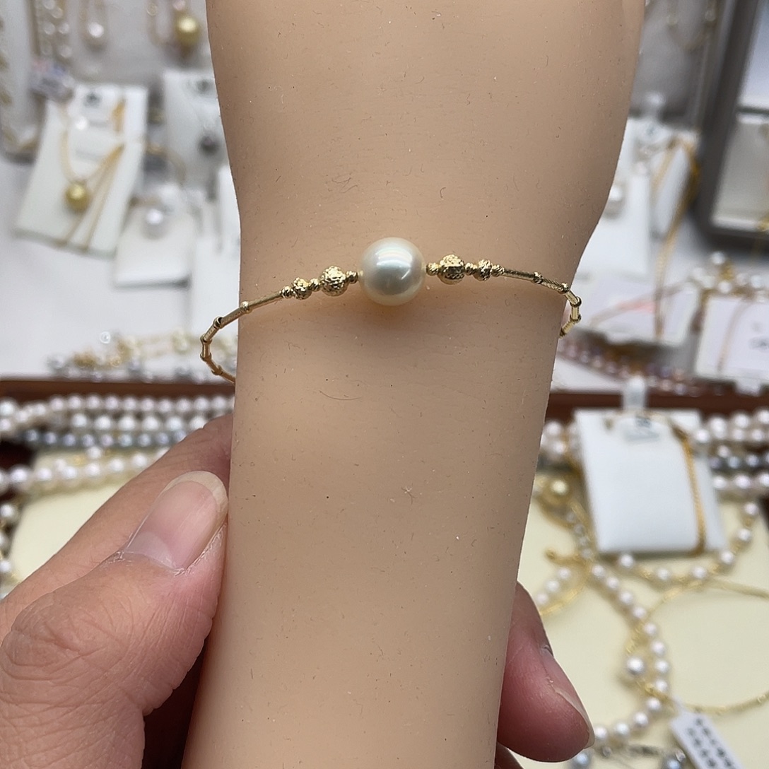 海水珍珠手链18K金镶嵌