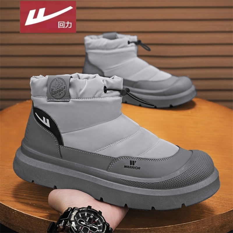 回力男鞋2025新款冬季一脚蹬雪地靴加绒保暖保暖防水防滑时尚棉鞋
