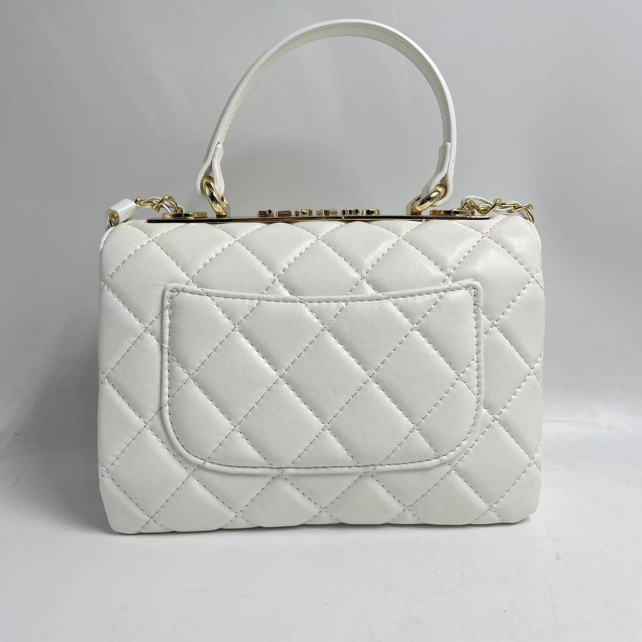 LQ-WITH-QUEEN真皮女包手提菱格晚宴白色0588