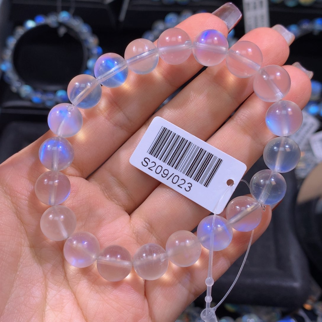 月光石手链未镶嵌S209/023斯里蓝月光手串9.6mm