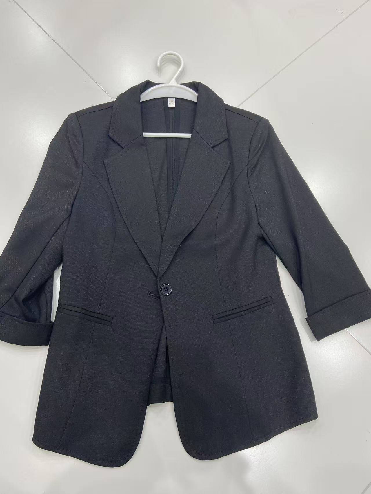 8317七分袖纯色纽扣纯色透气小西装秋季女士西服外套