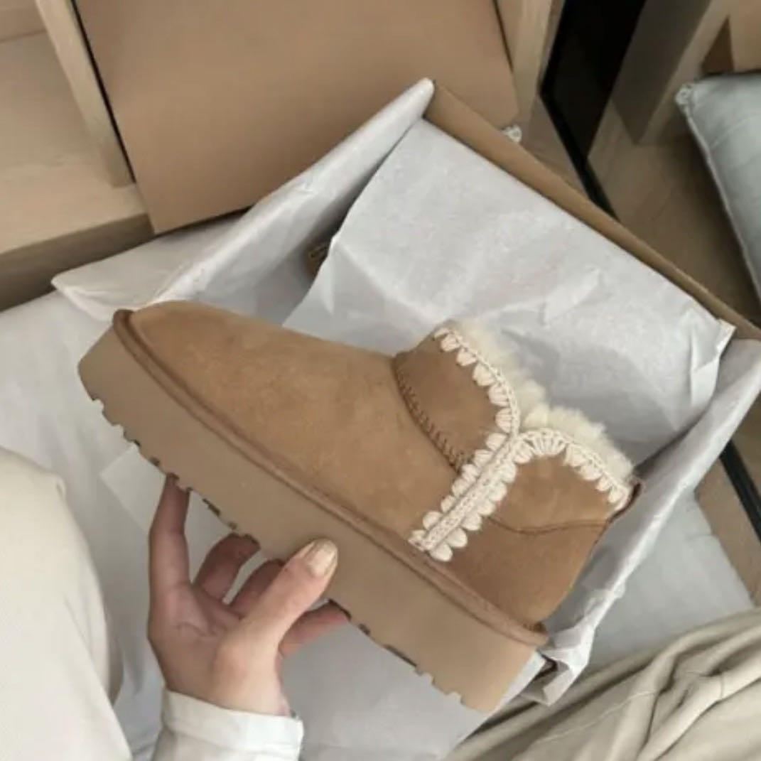 【毛线口】25新款冬季牛皮羊皮毛一体雪地靴-时尚百搭保暖