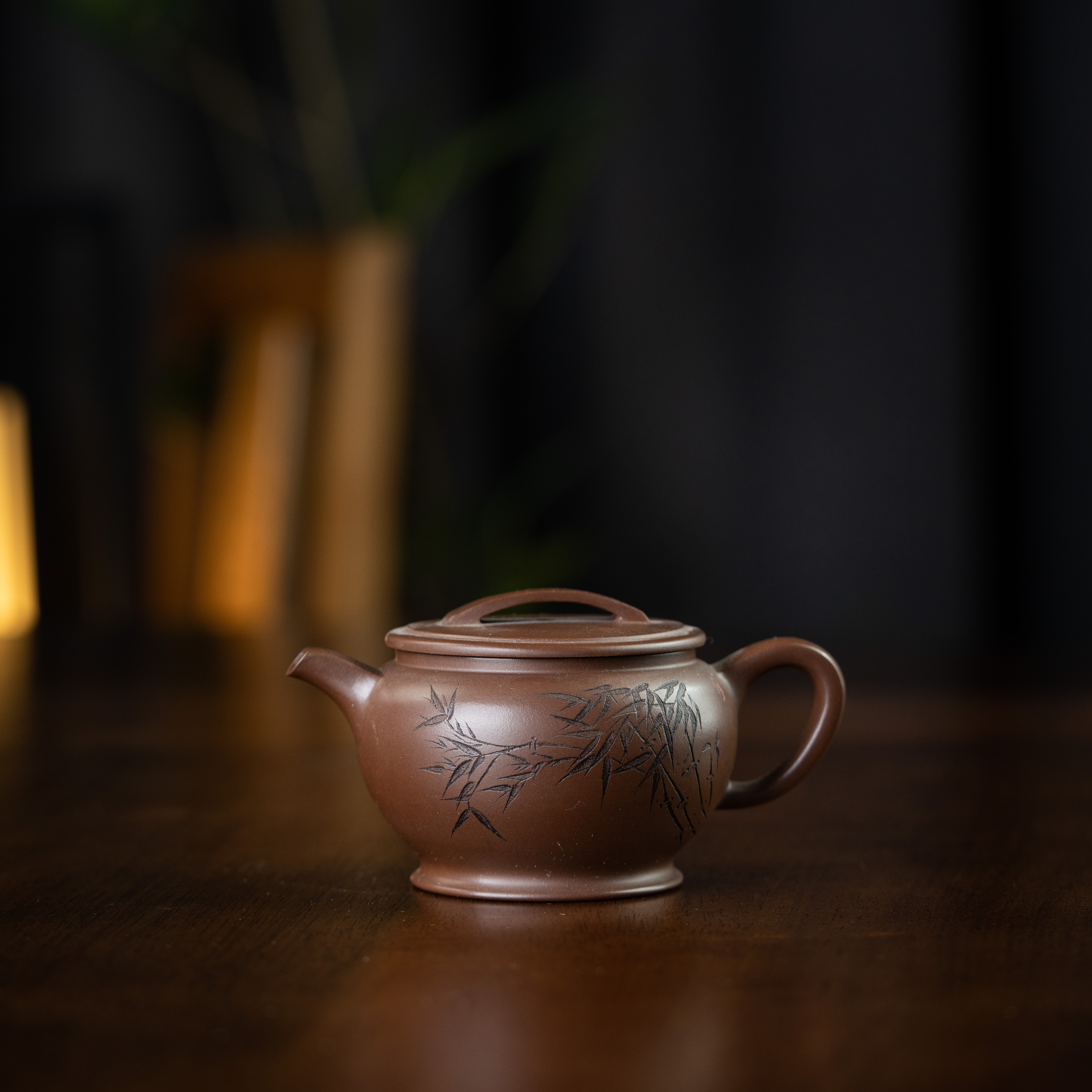 锦瓦（刻竹）紫泥200cc家用紫砂壶tt1