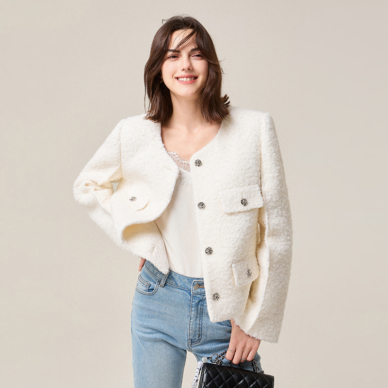 小岛微风【达播】马海毛圈圈绒小香外套 WT103106