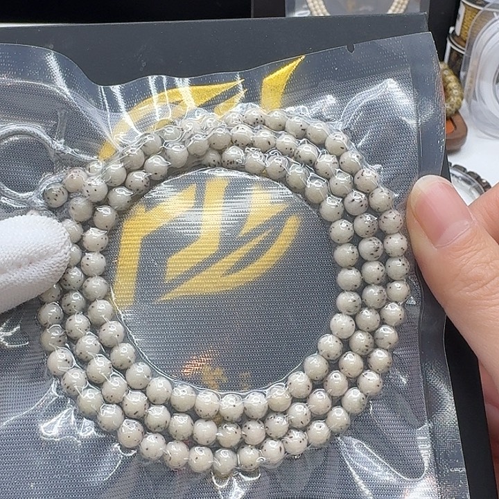 星月菩提吊坠112一物一图冰白稀星河豚6圆108