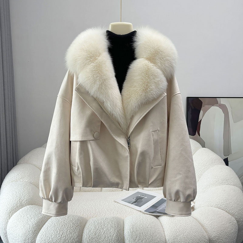 2025冬季新款洋气小众毛领短款棉服女慵懒风宽松百搭显瘦外套大衣