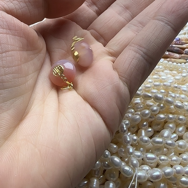 玛瑙/玉髓合金珠宝半成品天然玛瑙平安扣2个