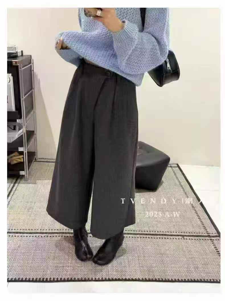 阔腿裤通勤风八分裤秋东季休闲裤直筒高腰百搭秋冬