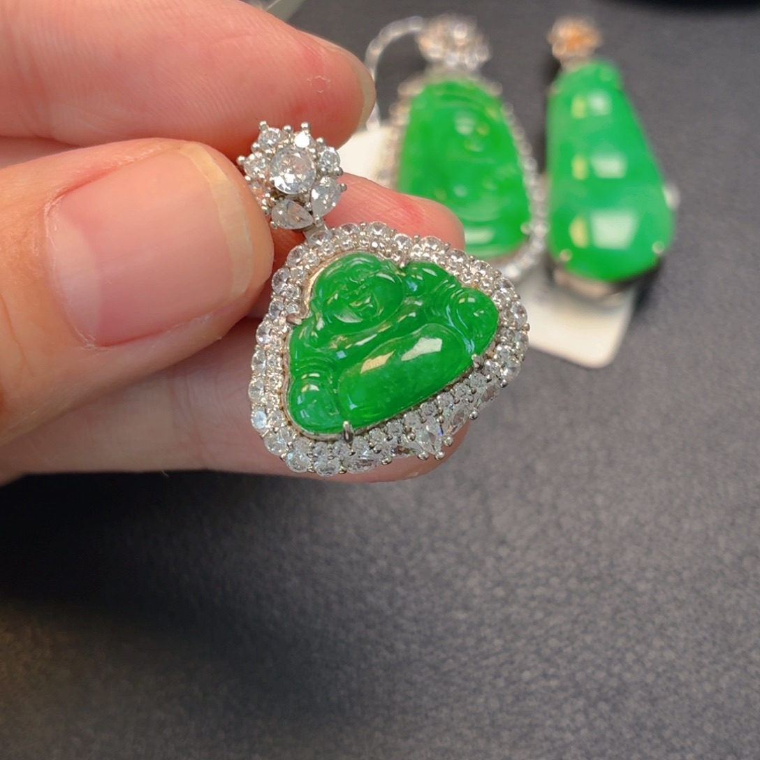 翡翠银S925镶嵌吊坠(不含链)