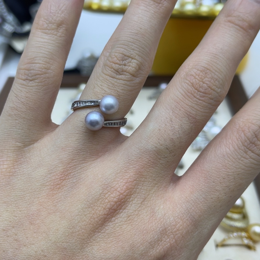 戒指海水珍珠银S925镶嵌