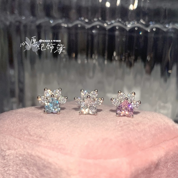 钛钢锆石耳饰 MAW 小猫爪/八心八箭钛钢可爱耳钉耳骨钉