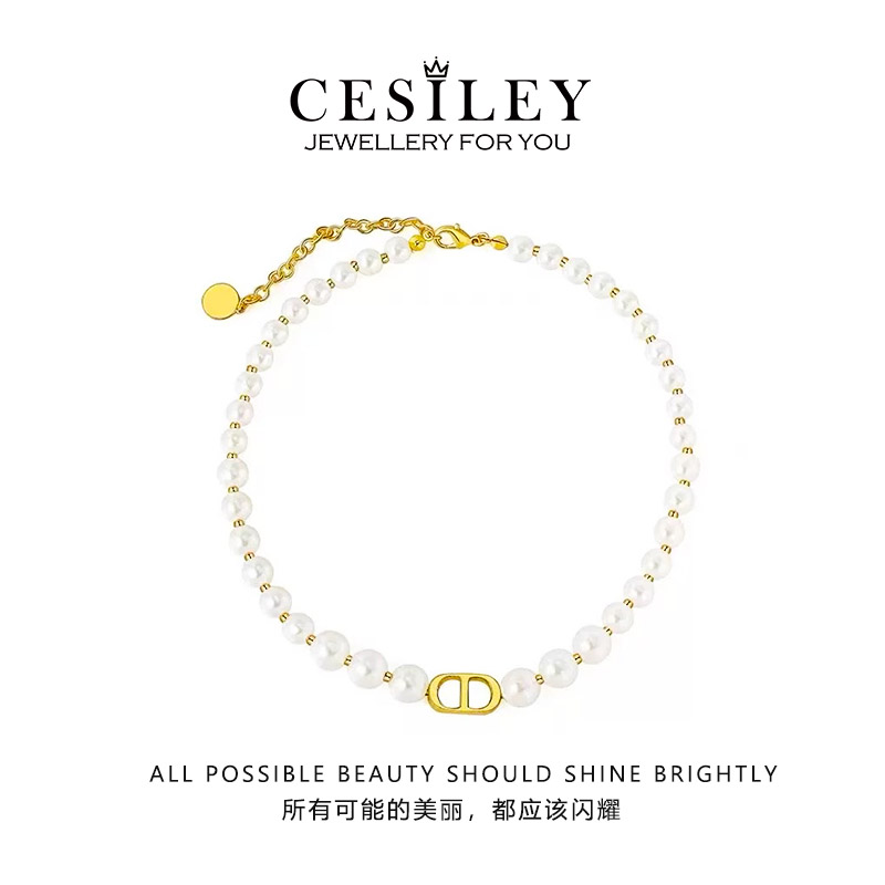 铜合金项链 经典猪鼻子珠珠项链轻奢时尚DTB2001